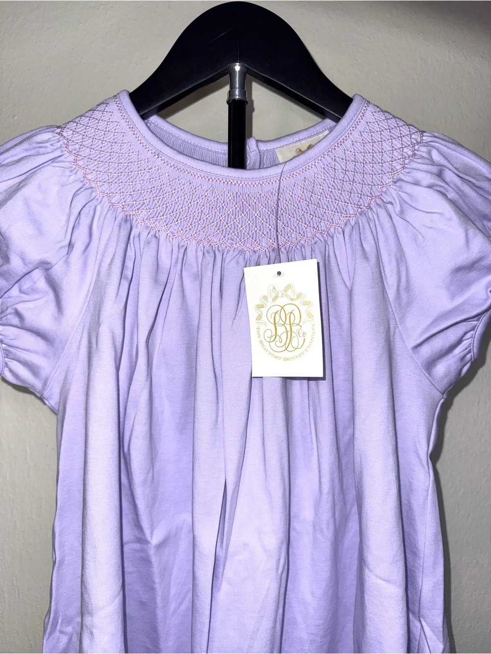 TBBC Puff Sleeve Bettye Sue Smocked Top in Lauderdale Lavender, size 8, NWT